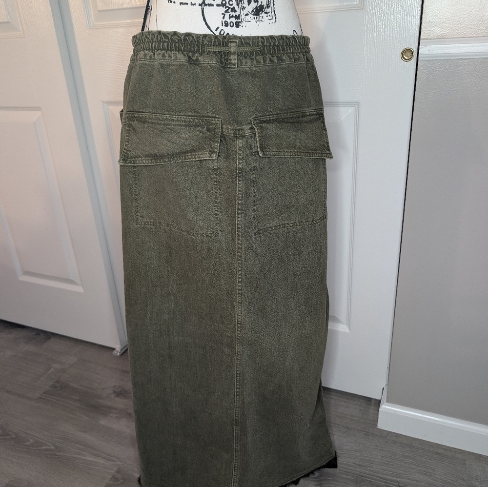 Free People Denim Drawstring Pocket Midi Skirt - Picture 3 of 10